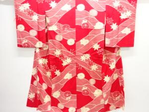 アンティーク　錦紗菊楓模様長襦袢